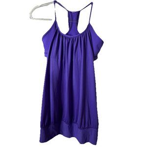 Lululemon No Limits Tank Top Women’s 8 Purple Built In Bra Layered Workout Gym